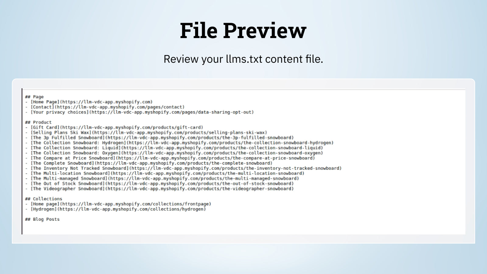 VDCStore LLMs TXT Generator