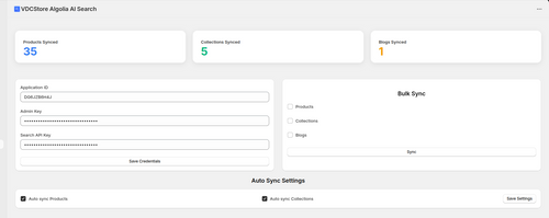 VDCstore Algolia AI Search Sync App